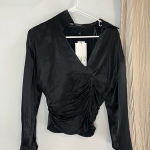 Zara satin asymmetrical top